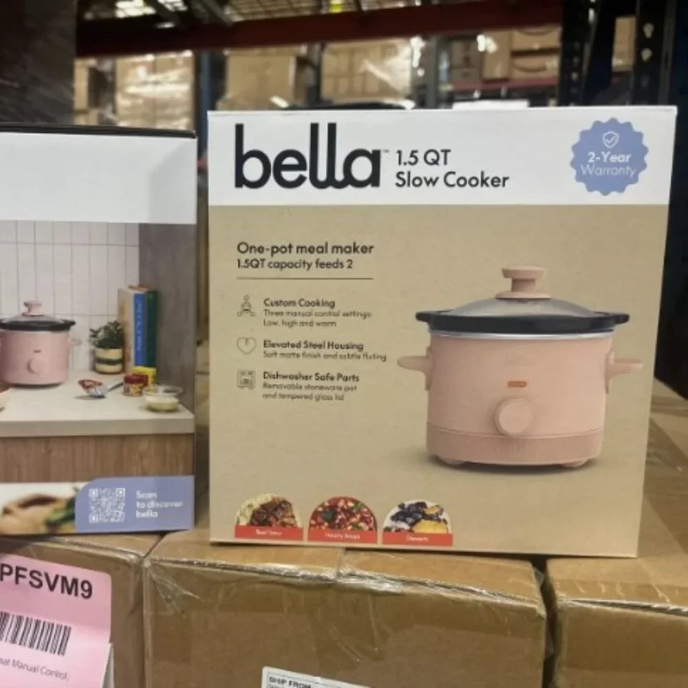 Bella 1.5 Qt Slow Cooker Blossom with 3 Heat‎ Manual Stoneware LY-1502R